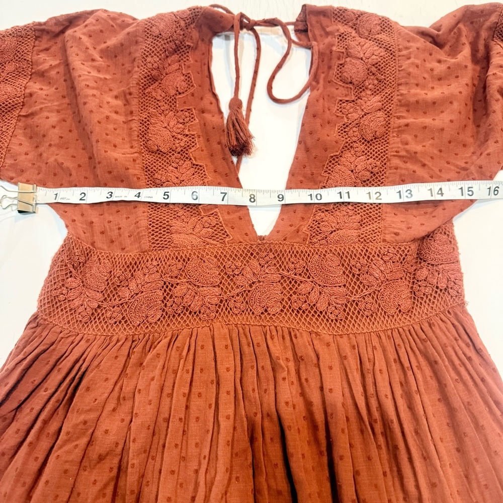 Free People Deep V-Neck Rust Dress size XS - Picture 10 of 12